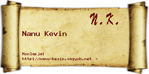 Nanu Kevin névjegykártya